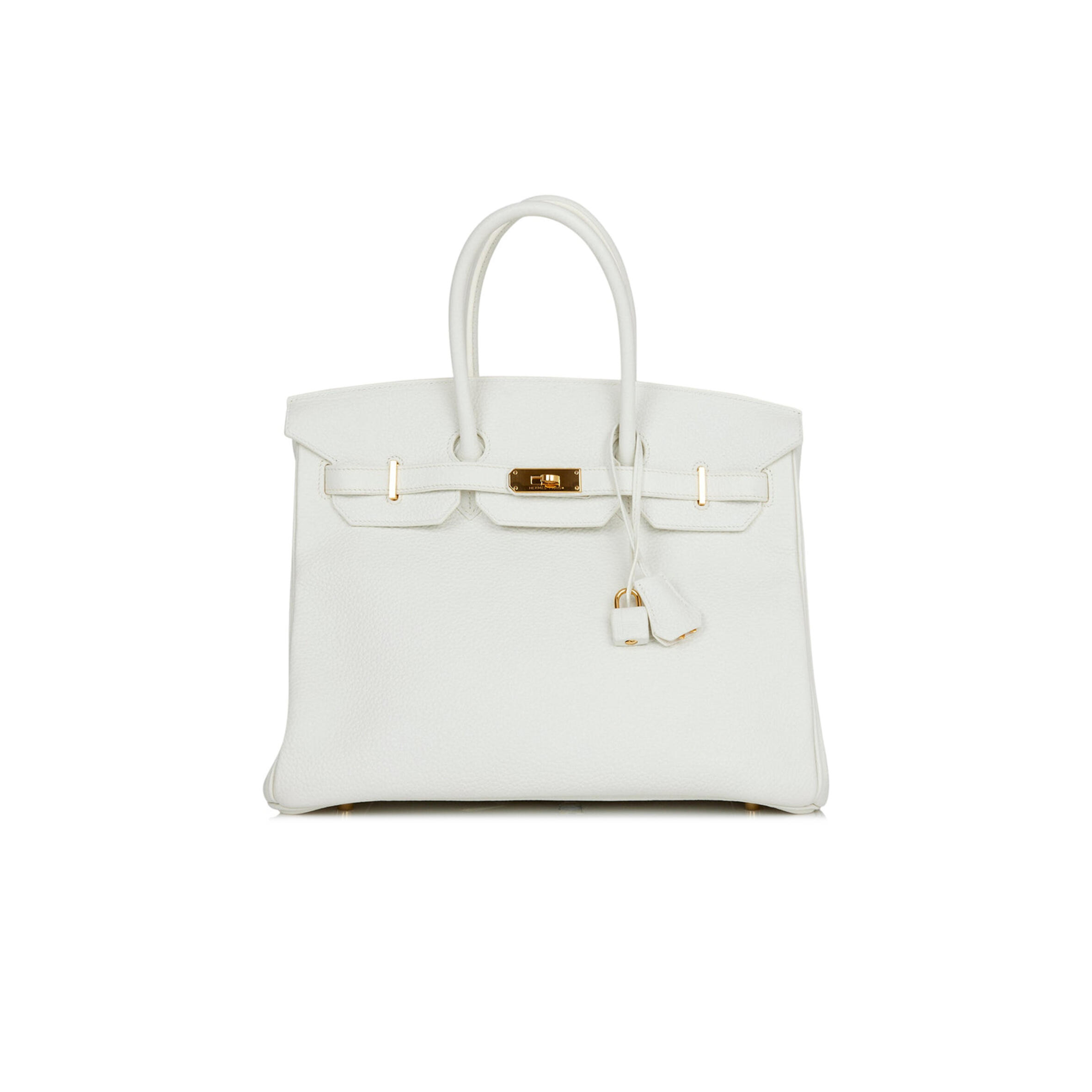 HERMES BIRKIN 35 WHITE CLEMENCE GOLD HARDWARE (35*25*18cm)